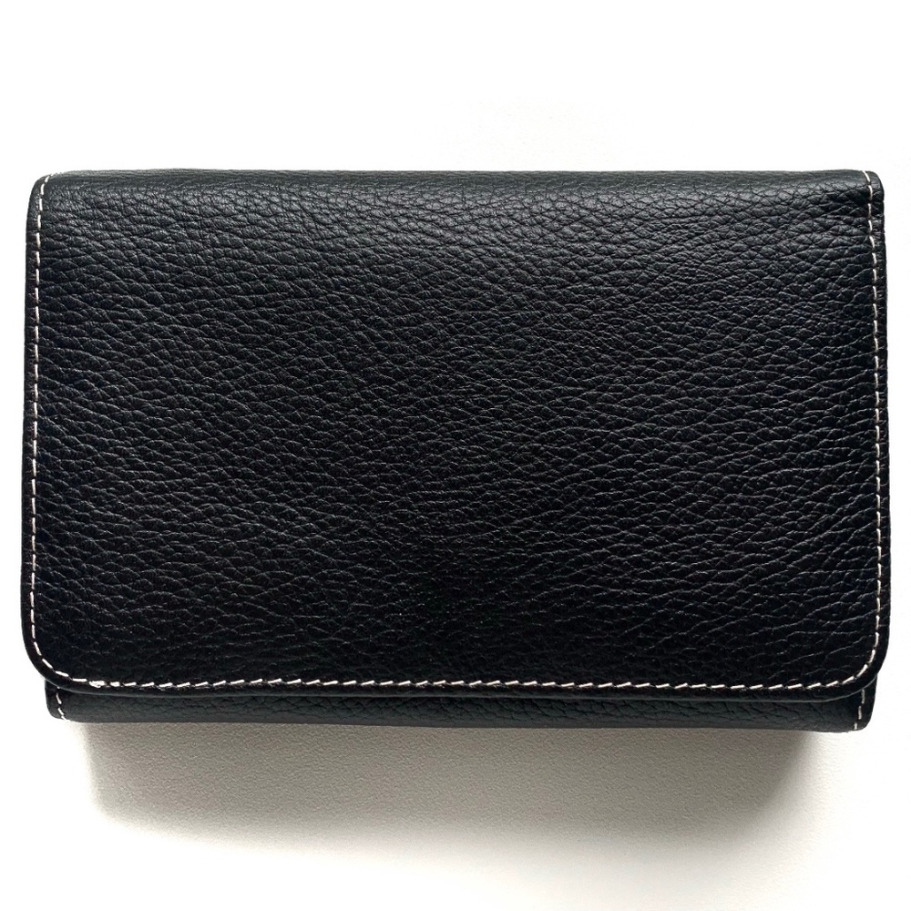 AUTHENTIC Danier Black Embossed Leather Medium Silver Hardware Wallet (NWOT)